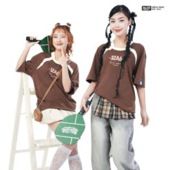 Mẫu Áo Lớp Cổ Tròn Oversize Starlight Màu Nâu Choco