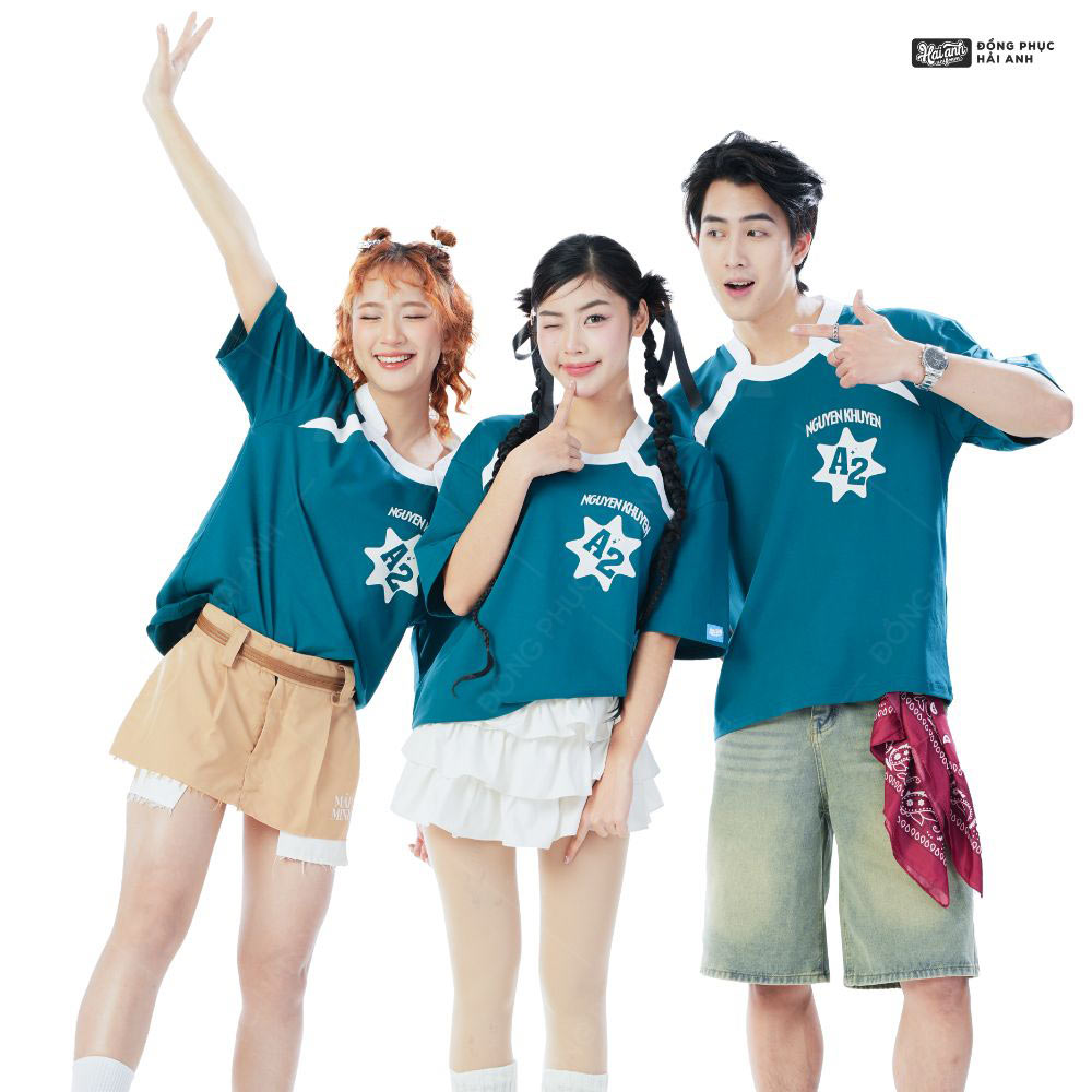 Mẫu Áo Lớp Cổ Tròn Oversize Starlight Màu Xanh Retro - ảnh 2