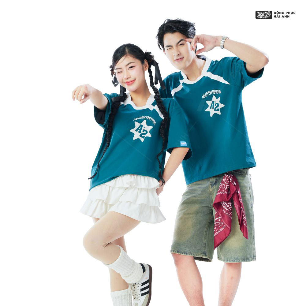 Mẫu Áo Lớp Cổ Tròn Oversize Starlight Màu Xanh Retro - ảnh 3