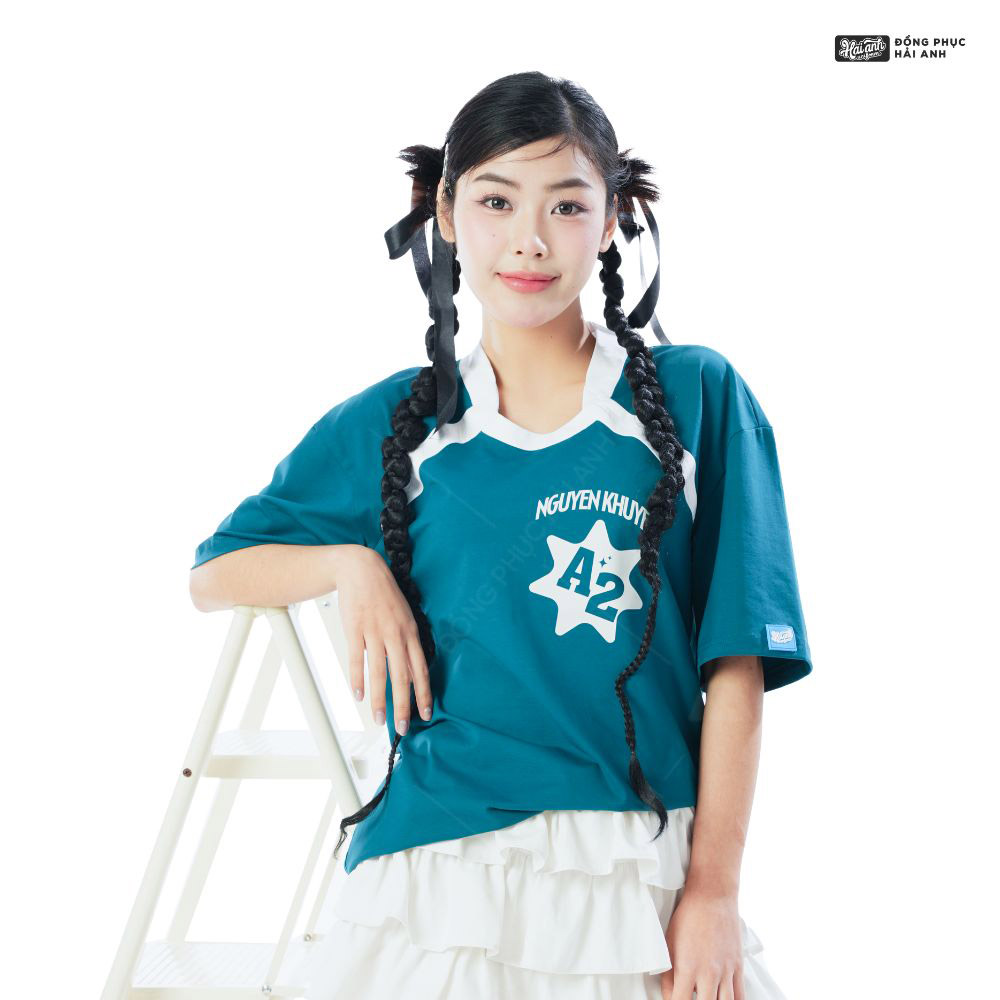 Mẫu Áo Lớp Cổ Tròn Oversize Starlight Màu Xanh Retro - ảnh 4