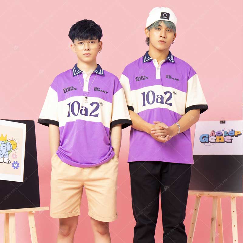 Mẫu áo lớp GenE Cool màu tím Cool Class – So Smart 10A2 - ảnh 2