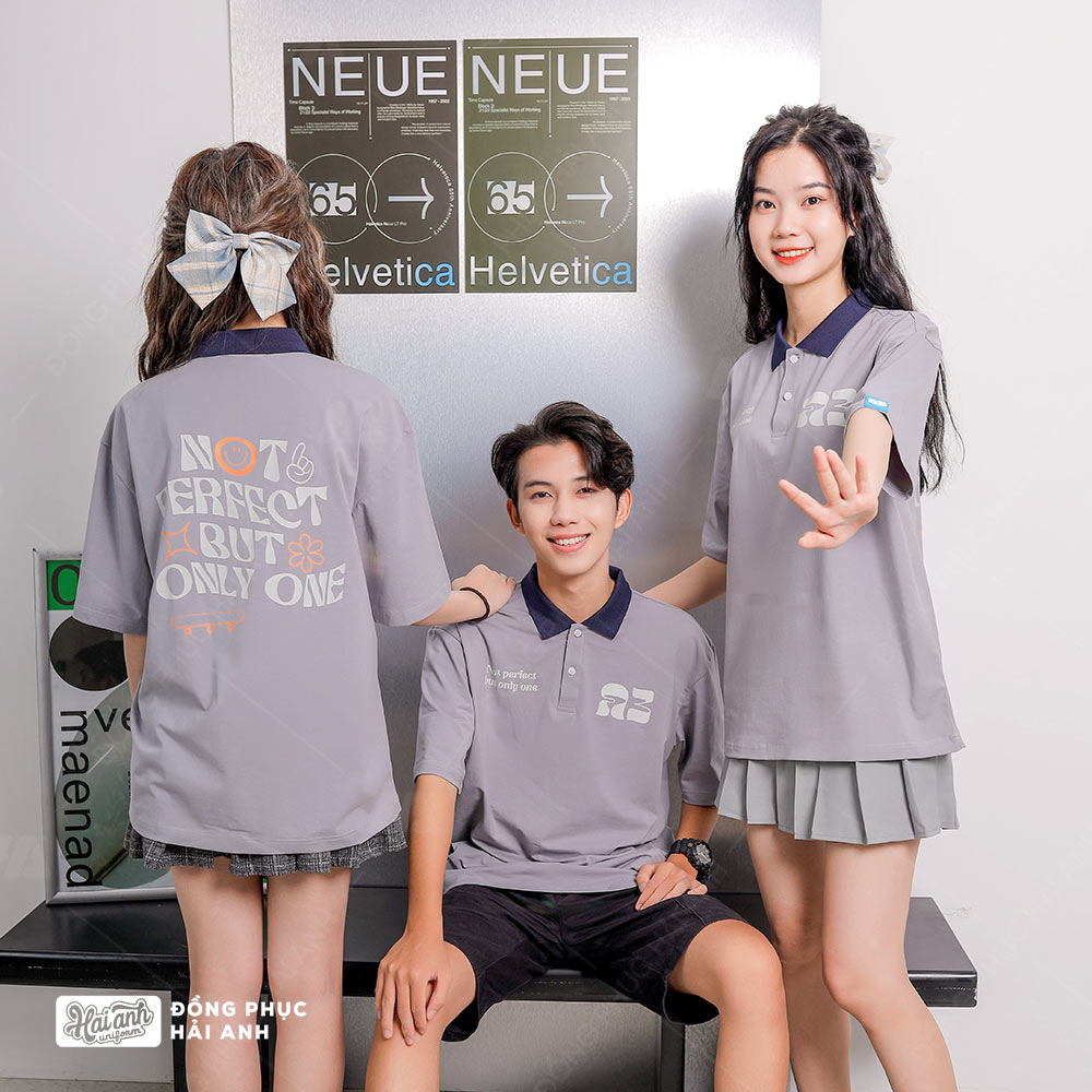 Mẫu Áo Đồng Phục Lớp Good Vibes Màu Xám