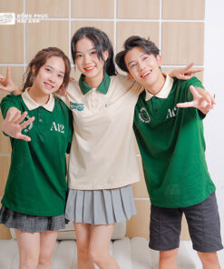 Mẫu Áo Đồng Phục Lớp Good Vibes Màu Xanh Iris