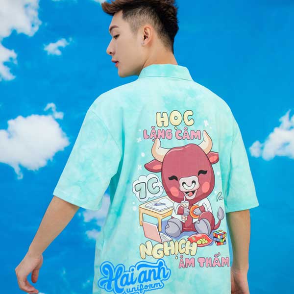 Mẫu áo lớp Oversize Polo Hippie Sky - ảnh 3