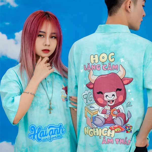 Mẫu áo lớp Oversize Polo Hippie Sky - ảnh 2