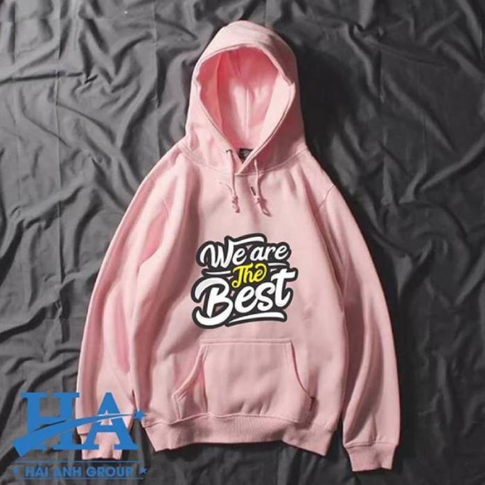 Mẫu áo lớp Hoodie màu hồng nhạt