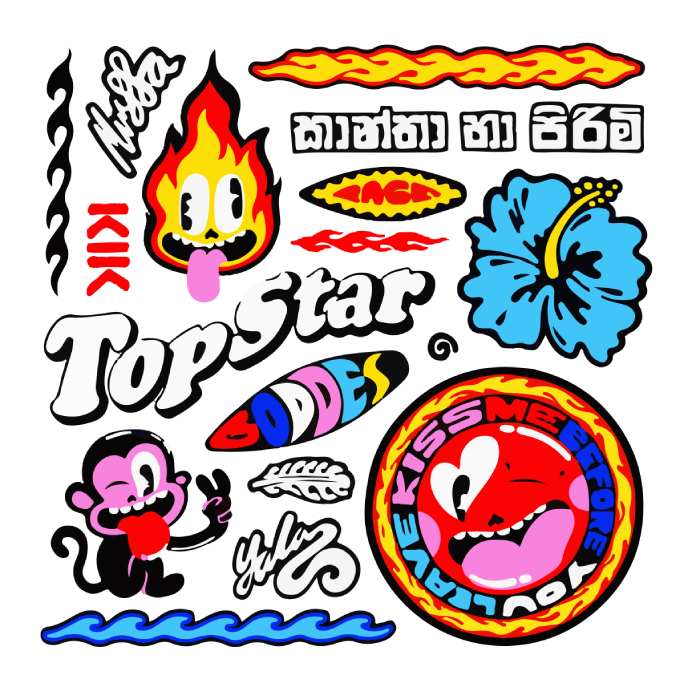 Hình in mặt sau của áo thun