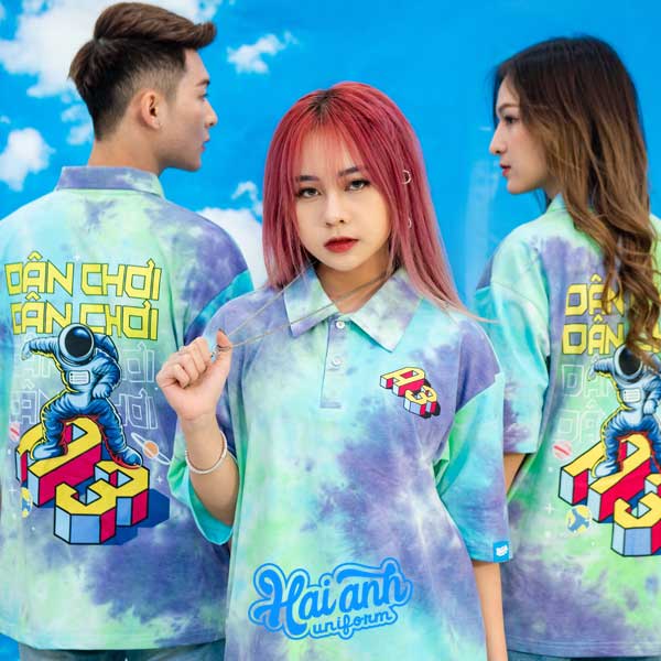 Áo lớp polo Oversize Hippie Blue