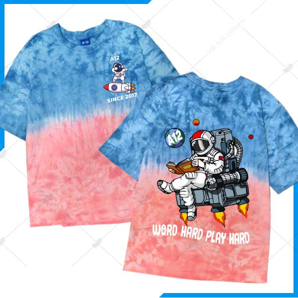Mẫu Áo Lớp Patchy Ombre Xanh Hồng A12