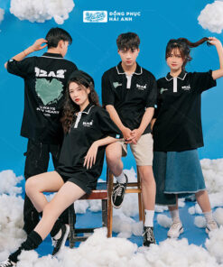 Mẫu Áo Lớp Oversize Cổ Dệt Màu Đen – BST Classy