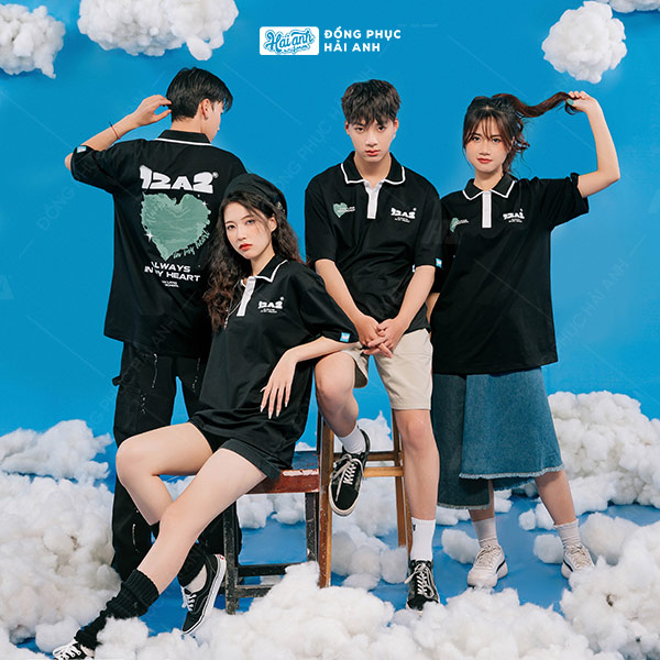 Mẫu Áo Lớp Oversize Cổ Dệt Màu Đen – BST Classy
