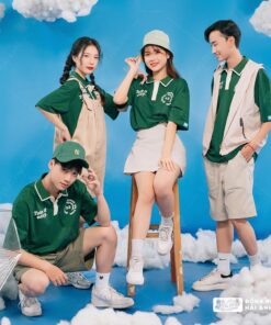 Mẫu Áo Lớp Oversize Cổ Dệt Màu Xanh Iris – BST Classy