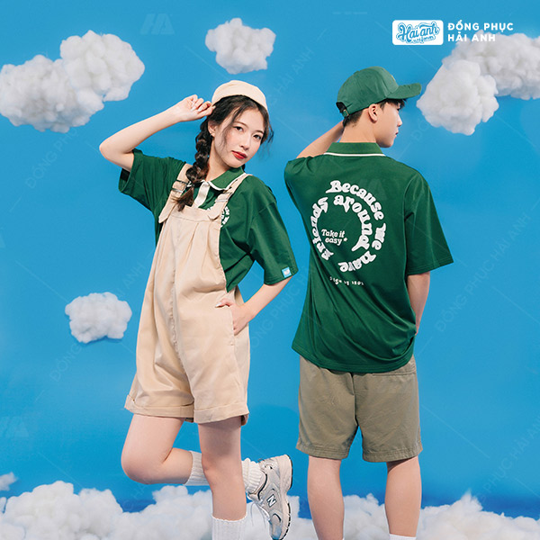 Áo lớp oversize cổ dệt màu xanh iris - Hình 1