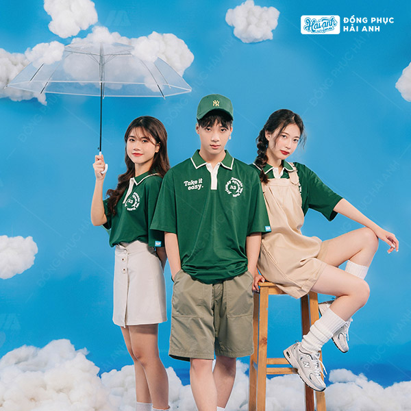 Áo lớp oversize cổ dệt màu xanh iris - Hình 2