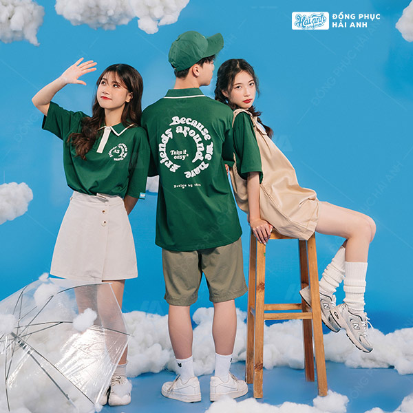 Áo lớp oversize cổ dệt màu xanh iris - Hình 3