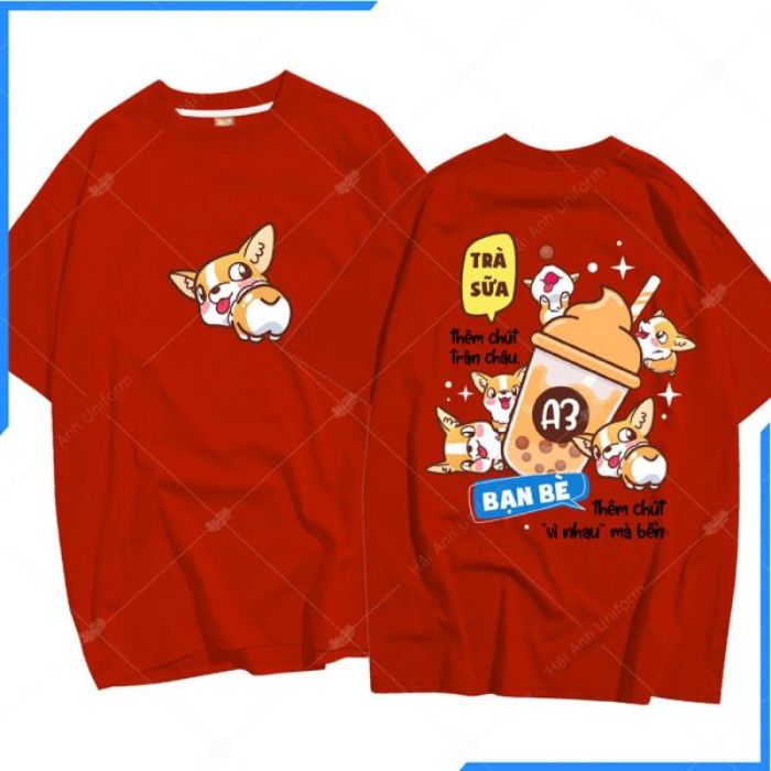 Mẫu áo lớp oversize màu đỏ A3 nổi bật