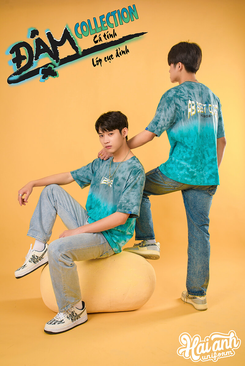 Mẫu áo lớp Patchy xanh – xám 