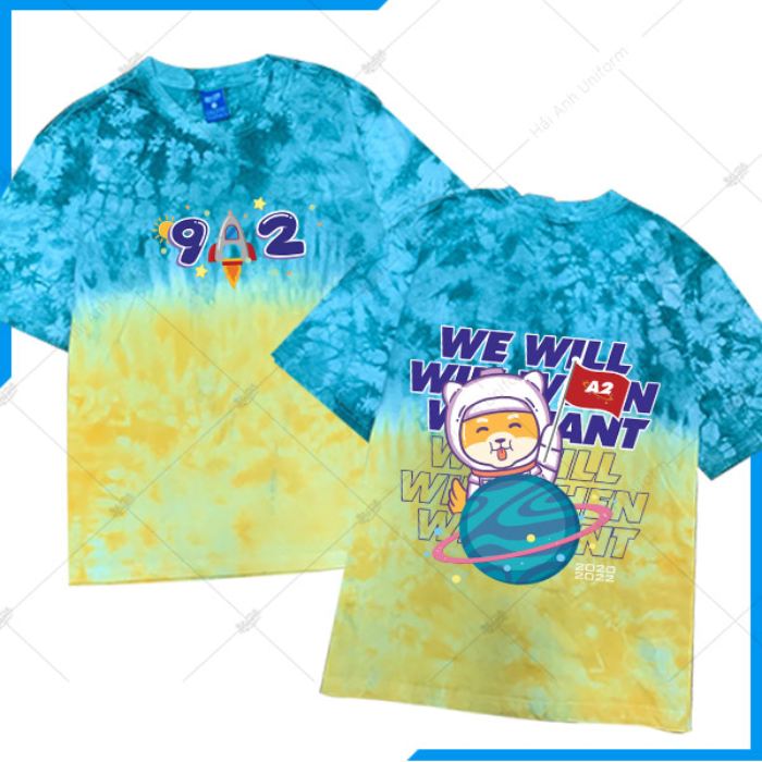 Mẫu Áo Lớp Patchy Ombre Xanh Vàng 9A2 Mới Nhất 2021