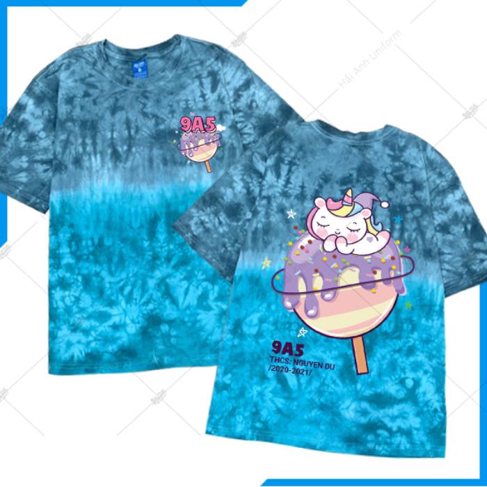 Mẫu áo lớp Patchy Ombre xanh xám 9A5
