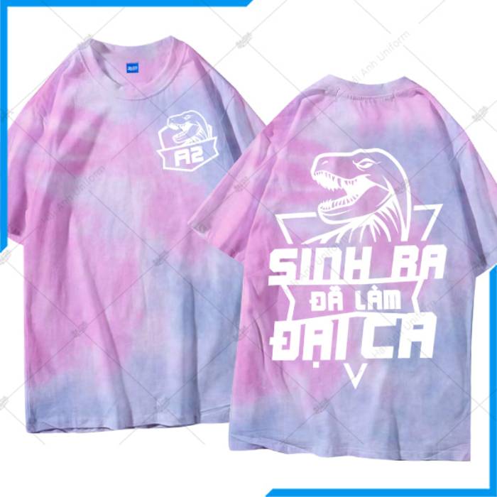 Mẫu áo lớp phản quang cổ tròn Tie Dye Hồng