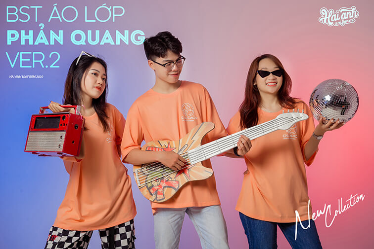Mẫu áo lớp phản quang in decal màu cam coral 