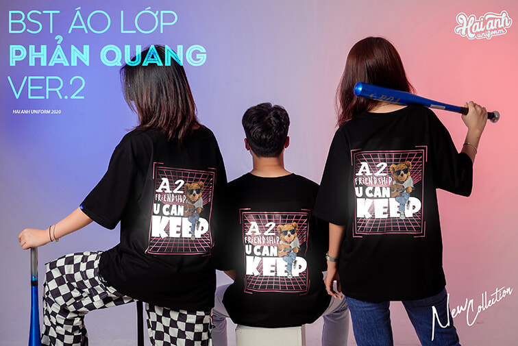 Mẫu áo lớp phản quang in decal màu đen 