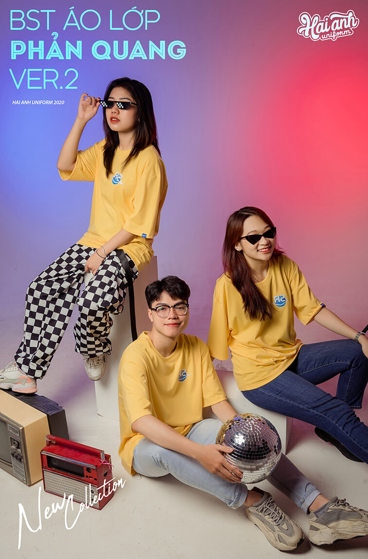 Mẫu áo lớp phản quang in decal màu vàng cúc