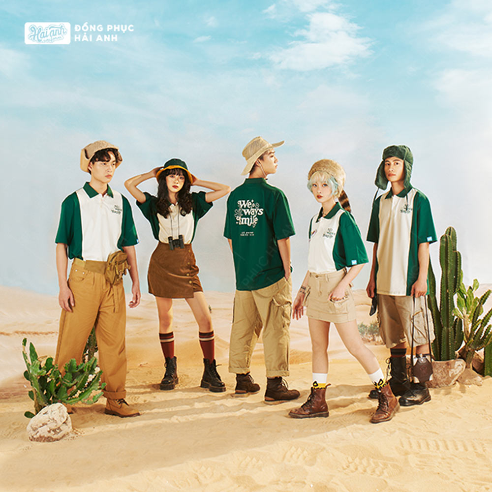 Mẫu Áo Lớp Playful Màu Xanh Iris Kết Hợp Màu Kem Chesee