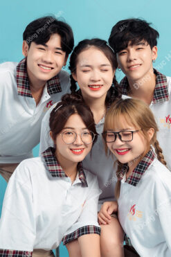 Áo Lớp Poka Màu Trắng Cổ Choco 10A2
