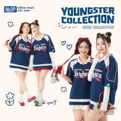 Mẫu Áo Đồng Phục Lớp Polo Oversize Cổ Tim Youngster Màu Xanh Đen