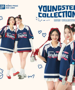 Mẫu Áo Đồng Phục Lớp Polo Oversize Cổ Tim Youngster Màu Xanh Đen