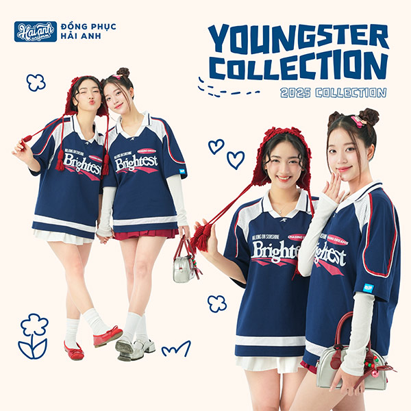 Mẫu Áo Đồng Phục Lớp Polo Oversize Cổ Tim Youngster Màu Xanh Đen