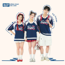Mẫu Áo Đồng Phục Lớp Polo Oversize Cổ Tim Youngster Màu Xanh Đen - ảnh 3