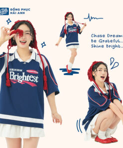 Mẫu Áo Đồng Phục Lớp Polo Oversize Cổ Tim Youngster Màu Xanh Đen - ảnh 4