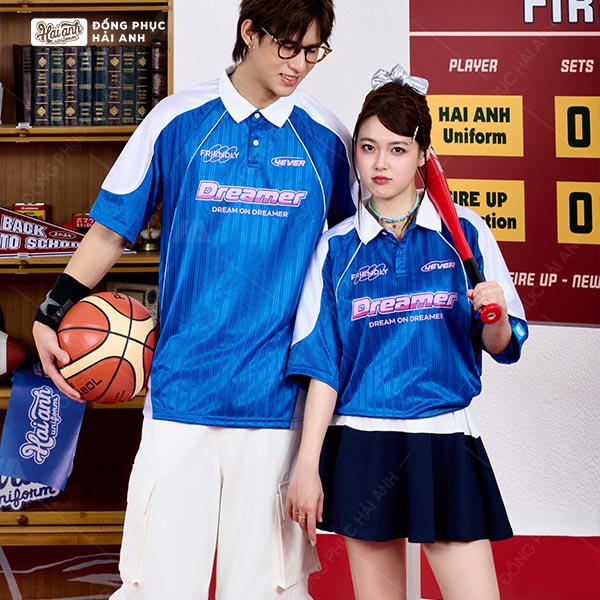 Mẫu Áo Đồng Phục Lớp Polo Oversize Fire Up Màu Xanh Bích - ảnh 7
