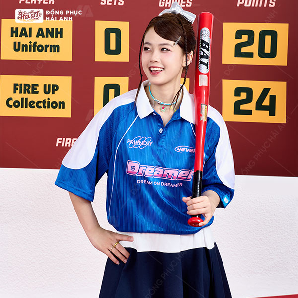 Mẫu Áo Đồng Phục Lớp Polo Oversize Fire Up Màu Xanh Bích - ảnh 6