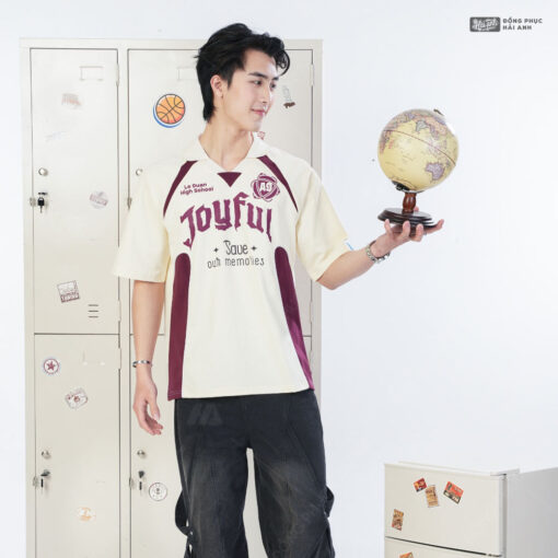 Mẫu Áo Lớp Polo Oversize Hustle Màu Kem Cheese - ảnh 3