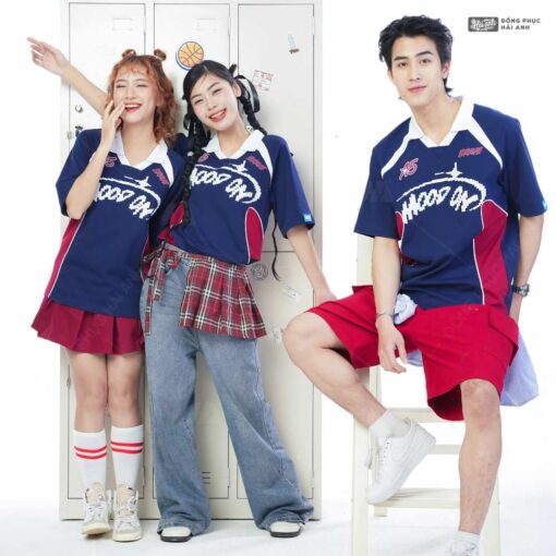 Mẫu Áo Lớp Polo Oversize Hustle Màu Xanh Đen - ảnh 4