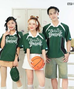 Mẫu Áo Lớp Polo Oversize Hustle Màu Xanh Iris - ảnh 2