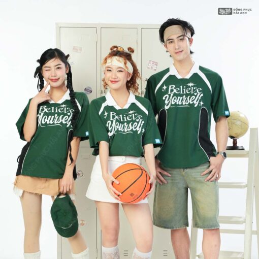 Mẫu Áo Lớp Polo Oversize Hustle Màu Xanh Iris - ảnh 2