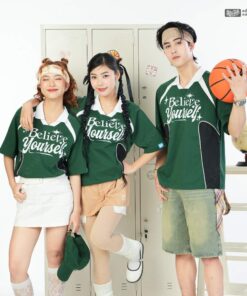 Mẫu Áo Lớp Polo Oversize Hustle Màu Xanh Iris - ảnh 4