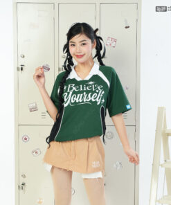 Mẫu Áo Lớp Polo Oversize Hustle Màu Xanh Iris - ảnh 3