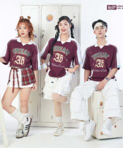 Mẫu Áo Lớp Polo Oversize Monster Màu Đỏ Mận - ảnh 5