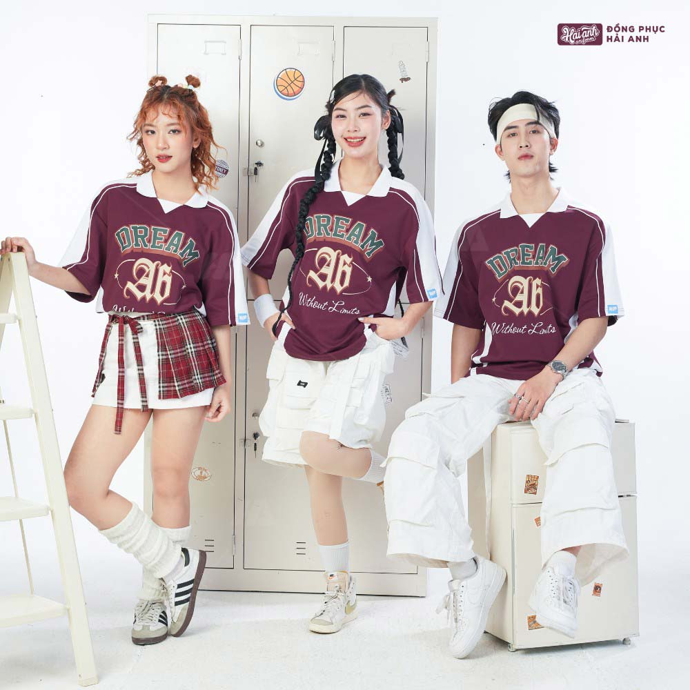 Mẫu Áo Lớp Polo Oversize Monster Màu Đỏ Mận - ảnh 5