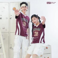 Mẫu Áo Lớp Polo Oversize Monster Màu Đỏ Mận - ảnh 4
