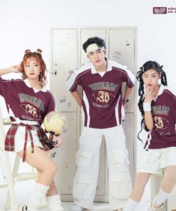 Mẫu Áo Lớp Polo Oversize Monster Màu Đỏ Mận - ảnh 2