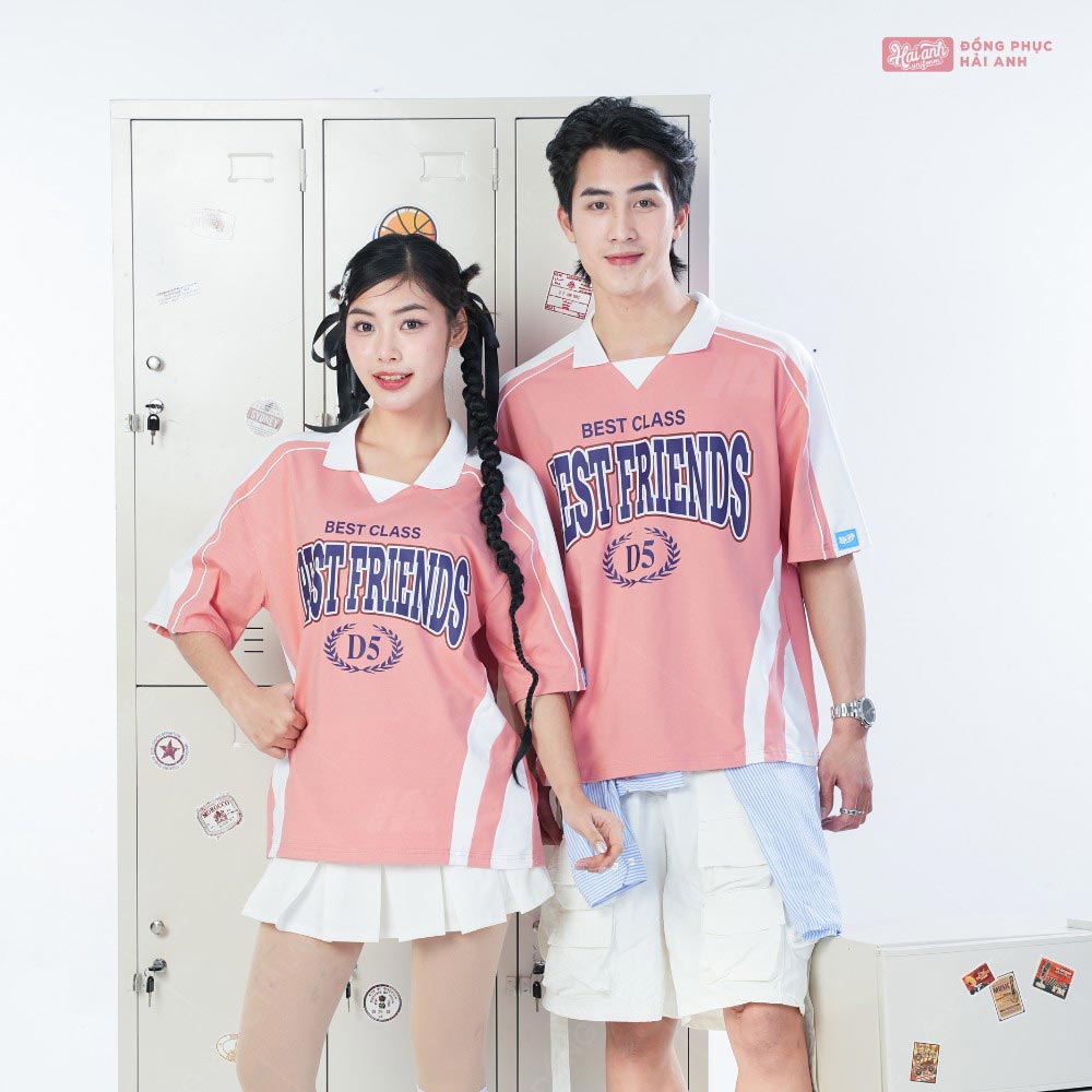 Áo lớp polo oversize Monster màu lòng tôm cá tính 