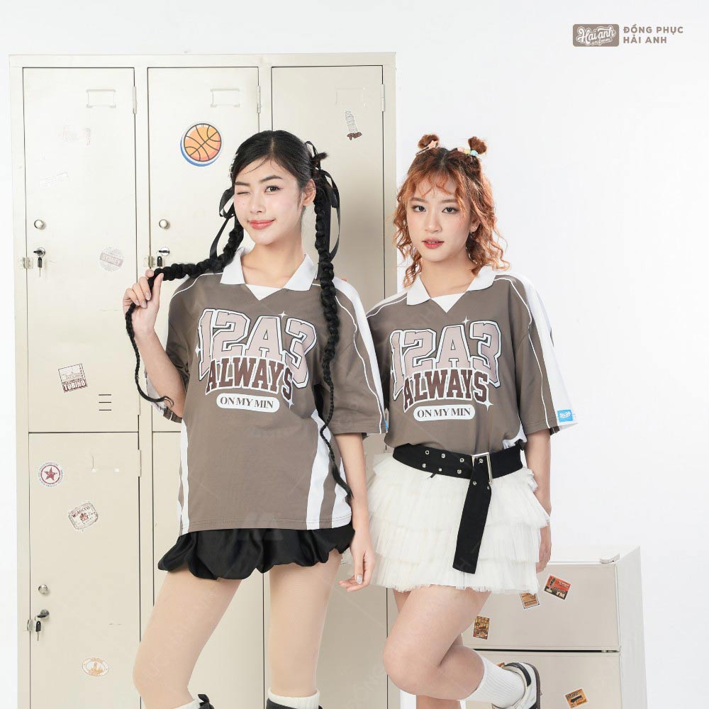 Top những mẫu áo đồng phục lớp đẹp nhất có cổ - Áo Monster màu xám chì