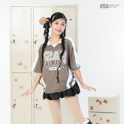 Mẫu Áo Lớp Polo Oversize Monster Màu Xám Chì - ảnh 4