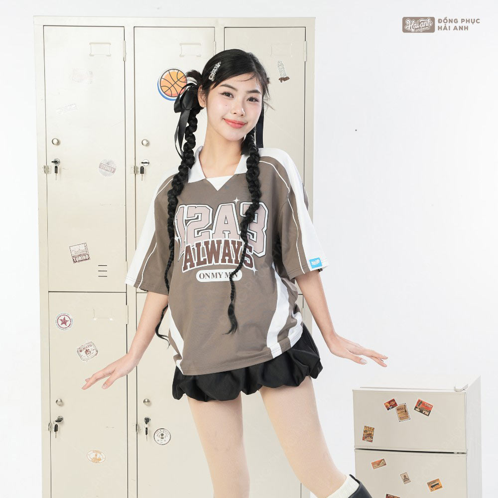 Mẫu Áo Lớp Polo Oversize Monster Màu Xám Chì - ảnh 4